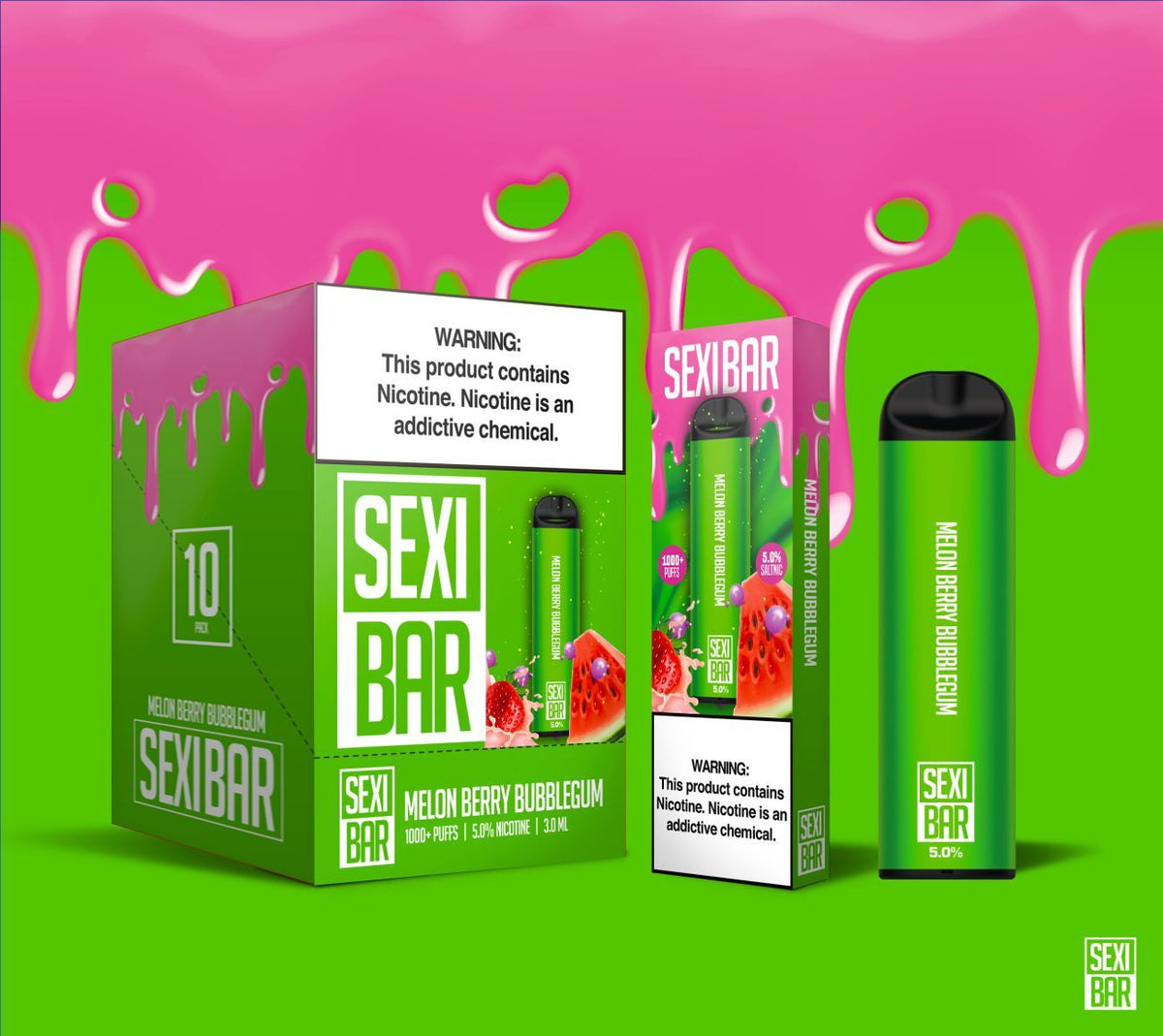 SEXIBAR Melon Berry Bubblegum Disposable Vape Bar 1000 Puffs