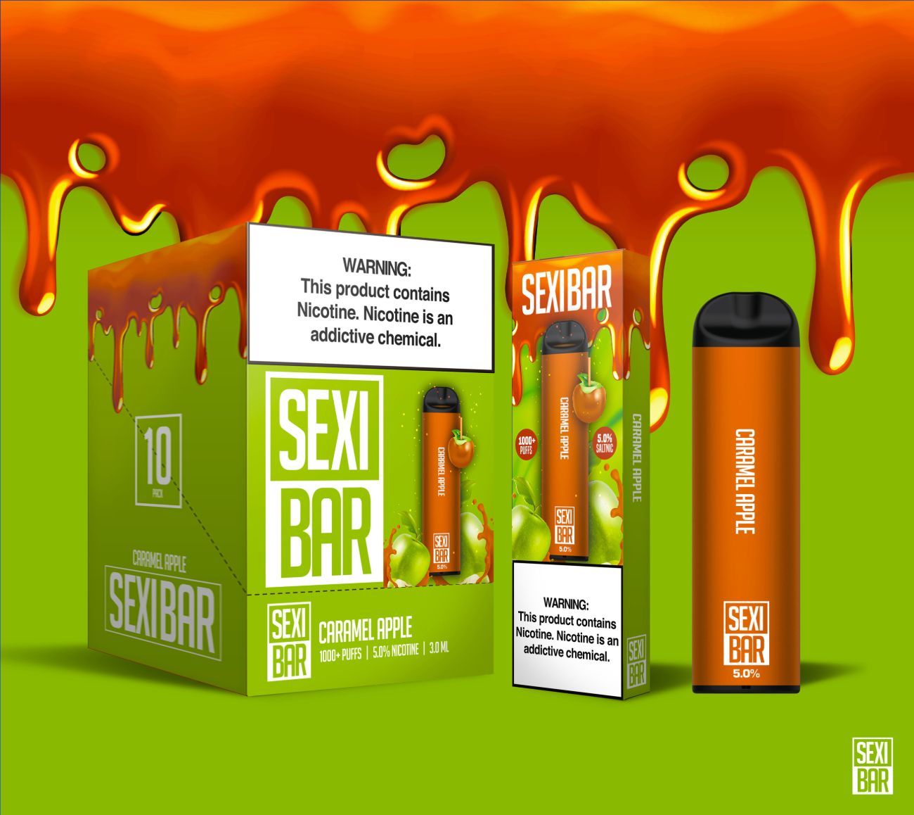 SEXIBAR - Caramel Apple - Disposable Vape Bar - 1000 Puffs JUICE MAN SEXIBAR - Caramel Apple - Disposable Vape Bar - 1000 Puffs JUICE MAN