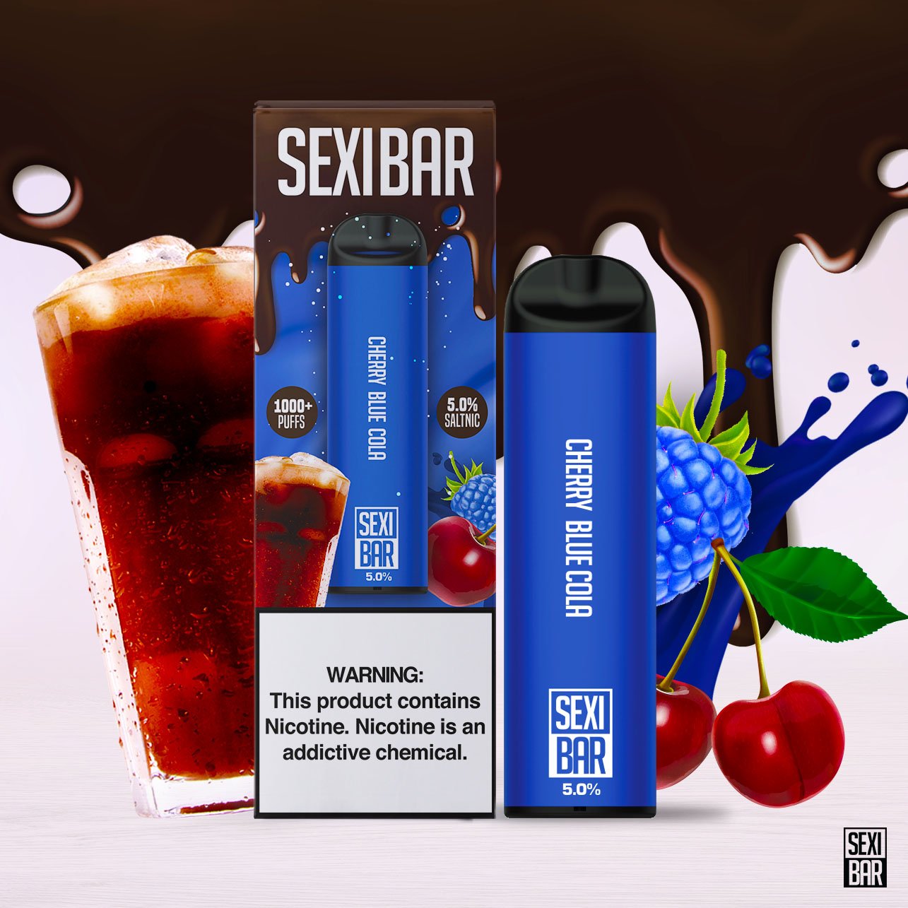 SEXIBAR - Cherry Blue Cola - Disposable Vape Bar - 1000 Puffs JUICE MAN SEXIBAR - Cherry Blue Cola - Disposable Vape Bar - 1000 Puffs JUICE MAN