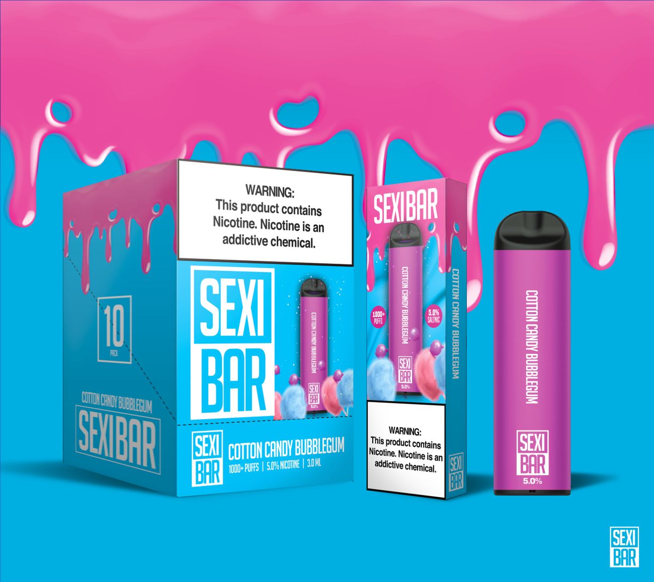 SEXIBAR - Cotton Candy Bubblegum - Disposable Vape Bar - 1000 Puffs JUICE MAN SEXIBAR - Cotton Candy Bubblegum - Disposable Vape Bar - 1000 Puffs JUICE MAN
