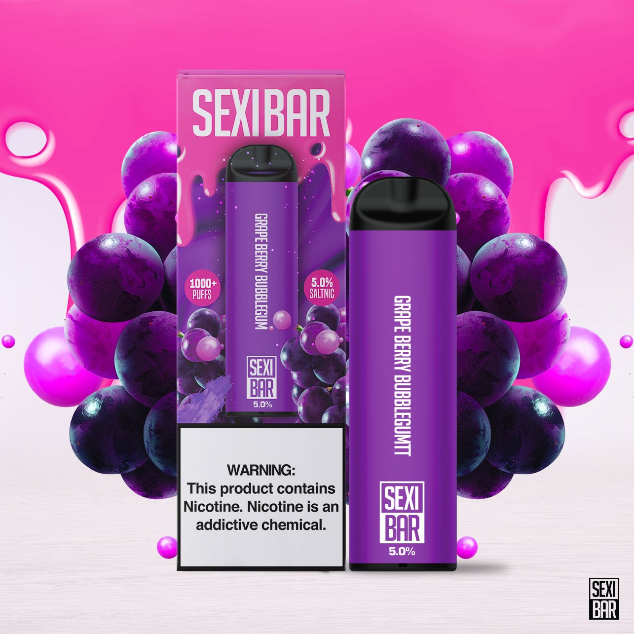 SEXIBAR - Grape Berry Bubblegum - Disposable Vape Bar - 1000 Puffs JUICE MAN SEXIBAR - Grape Berry Bubblegum - Disposable Vape Bar - 1000 Puffs JUICE MAN