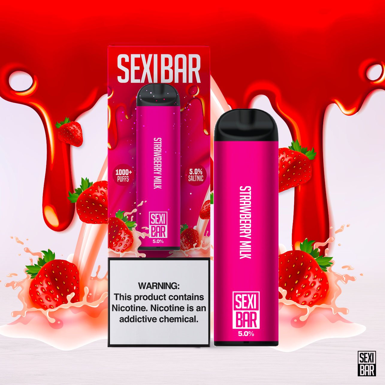 SEXIBAR - Strawberry Milk - Disposable Vape Bar - 1000 Puffs JUICE MAN SEXIBAR - Strawberry Milk - Disposable Vape Bar - 1000 Puffs JUICE MAN